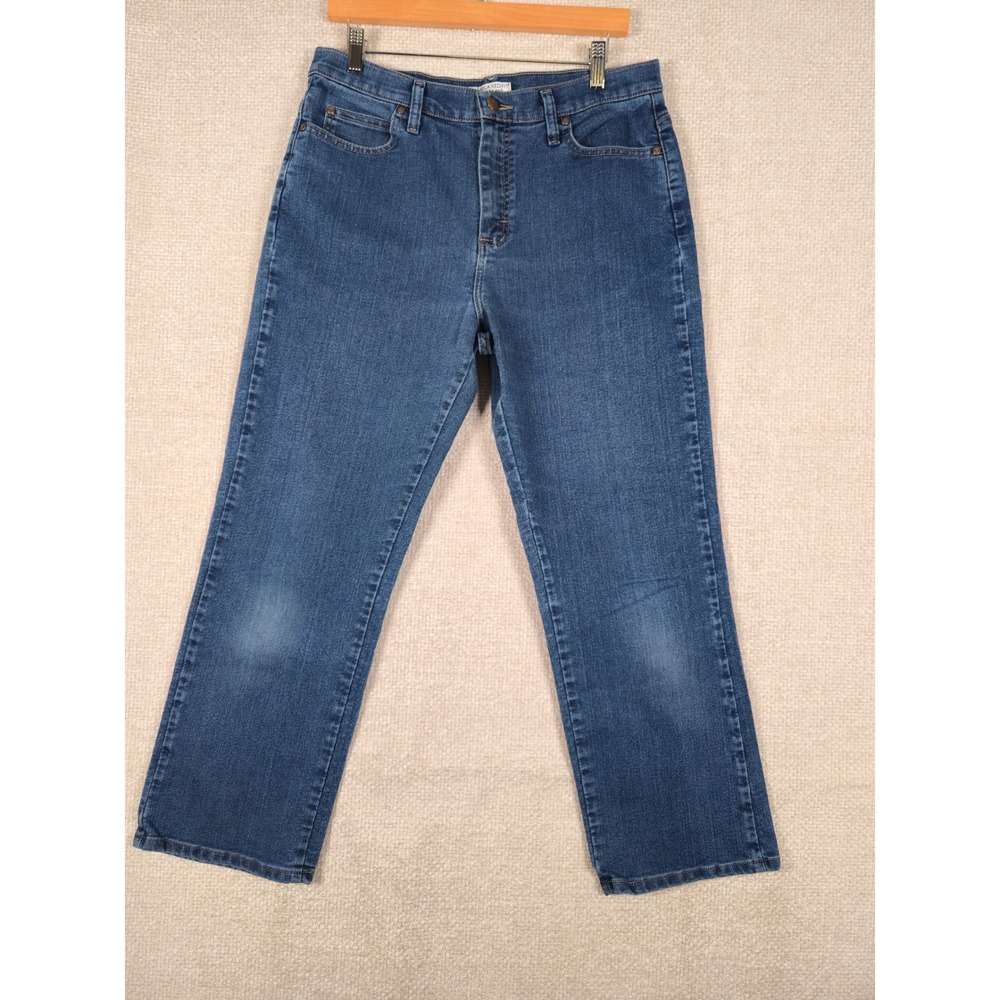 Lee Women Relaxed Fit Straight Leg Jeans Medium Wash Blue‎ Petite Size 12